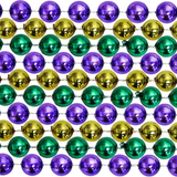 48" 22mm Round Metallic Purple, Gold and Green Mardi Gras Beads