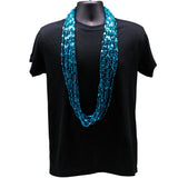 48" Swirl Metallic Turquoise Mardi Gras Beads - Case (25 Dozen)