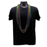 48" 8mm Round Metallic Purple, Gold and Green Mardi Gras Beads