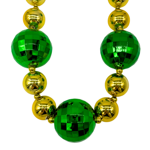 33" 30/50mm Gold and Green Disco Bead Necklace (Pack of 3)