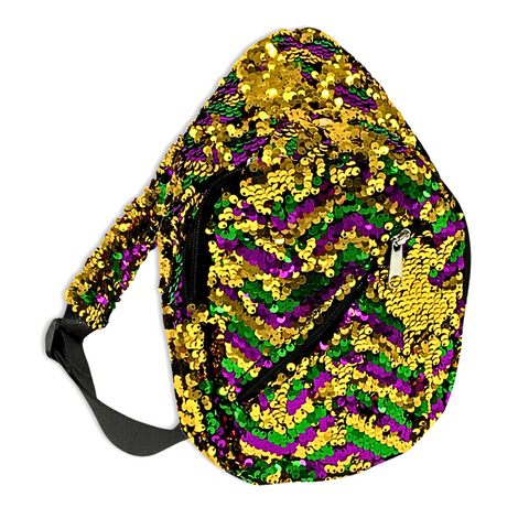 Mardi Gras Sequin Chevron Crossbody (Each)