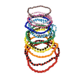 7" 12 Assorted Color Glass Bead Bracelets (Dozen)