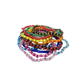 7" 12 Assorted Color Glass Bead Bracelets (Dozen)