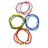 7" 12 Assorted Color Glass Bead Bracelets (Dozen)