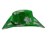 St. Patrick's Day Green Sequin Clover Cowboy Hat (Each)