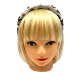 White Mardi Gras Theme Beaded Knot Headband (Each)