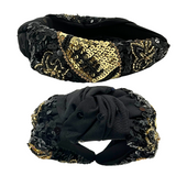 Black and Gold Sequin Football Headband (Each)