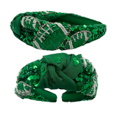 Green Sequin Football Headband (Each)
