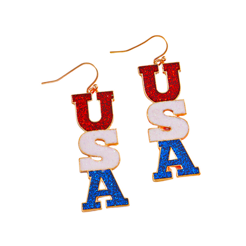 USA Letter Dropdown Earrings (Pair)