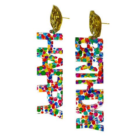 Happy Birthday Confetti Acrylic Earrings (Each)