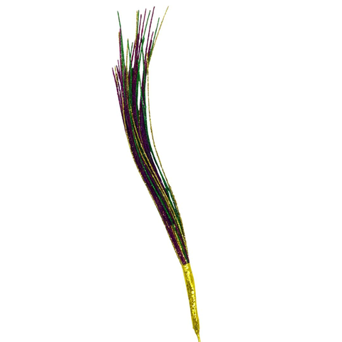 35" Purple, Gold, and Green Mardi Gras Glitter Grass Spray (Each)