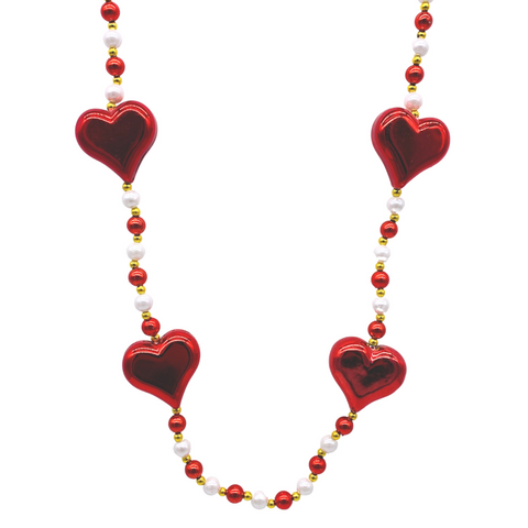 42" Red Heart with Pearl Necklace (Each)