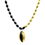 33" Black and Gold Sectioned Football Necklace with Football Pendant (Each)