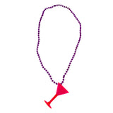 36" 7mm Assorted Color Bead with Colored Martini Glass (Each)