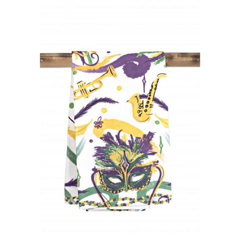 Mardi Gras Mask Kitchen Towel (Each)