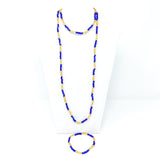 27" Yellow and Blue Glass Bead Necklace and Bracelet Set (Each)