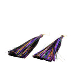 Purple, Green and Gold Metallic Tassle Earrings (Pair)