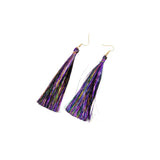 Purple, Green and Gold Metallic Tassle Earrings (Pair)