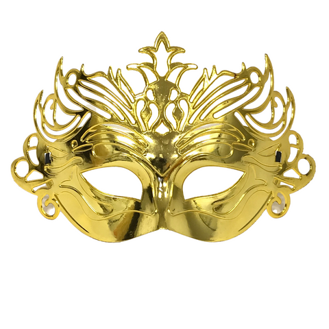 Gold Metallic Ornate Mask with Ribbon Tie (Each)