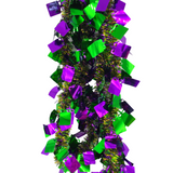 Purple Green and Gold Tinsel Garland with Squares 9' x 4" (Each)