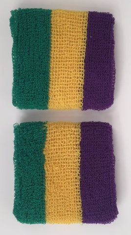 Wrist Band - Purple Green and Gold (Pair)